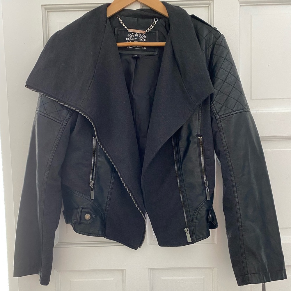 Blanc noir biker jacket